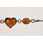 Bracelet ambre et argent cœur et ovales