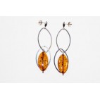 Boucles d'oreilles ambre et argent Ovales