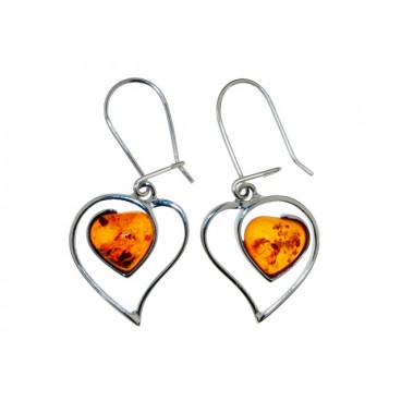 Boucles d'oreilles ambret argent Double Cœur