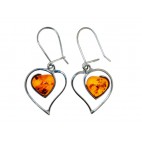 Boucles d'oreilles ambret argent Double Cœur