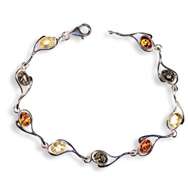 Bracelet ambre et argent Glitter multicolore