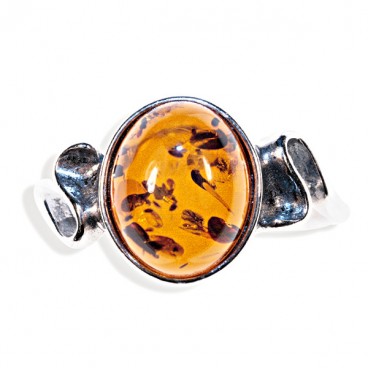 Bague ambre et argent Virages