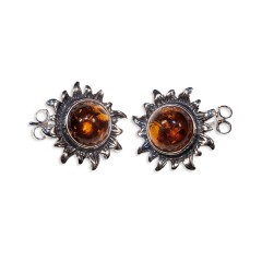 Boucles d'oreilles ambre et argent Puces Soleil