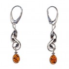 Boucles d'oreilles ambre et argent Arabesques