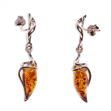 Boucles d'oreilles ambre et argent Délia