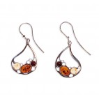 Boucles d'oreilles ambre Créola multicolores