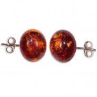 Boucles d'oreilles argent et Ambre ovale