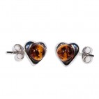 Boucles d'oreilles ambre Puces Coeur Mini