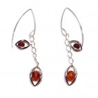 Boucles d'oreilles ambre et argent bicolores