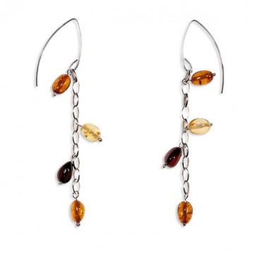 Boucles d'oreilles ambre et argent Saskia