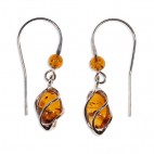 Boucles d'oreilles ambre et argent Volière