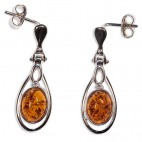 Boucles d'oreilles ambre et argent Marijo