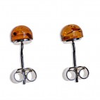 Boucle d'oreille ambre et argent mini ronde