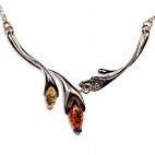 Collier ambre et argent Era multicolore