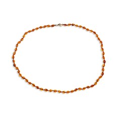 Collier ambre petites olives  cognac 53 cm