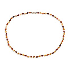 Collier ambre petites olives  multicolores 53 cm