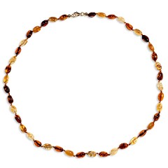 Collier ambre petites olives  multicolores 43 cm