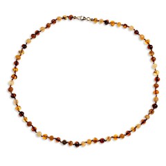 Collier ambre petites perles multicolores 43 cm