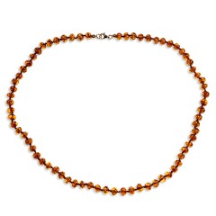 Collier ambre petites perles couleur cognac 45 cm