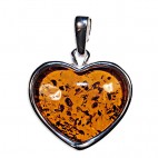 Pendentif ambre et argent cœur classique