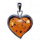 Pendentif ambre coeur moderne