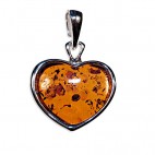 Pendentif ambre et argent cœur classique moyen