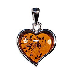 Pendentif ambre et argent cœur moderne moyen