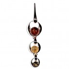 Pendentif ambre et argent Cascade multicolore