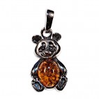 Pendentif ambre et argent Petit Panda