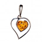 Pendentif ambre Double Coeur