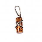 Pendentif ambre et argent Cylindre