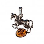 Pendentif ambre et argent cheval