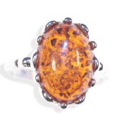 Bague ambre et argent Couronne