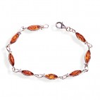 Bracelet ambre et argent Automne cognac