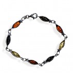 Bracelet ambre et argent Automne multicolore