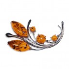 Broche gerbe d'ambre et d'argent