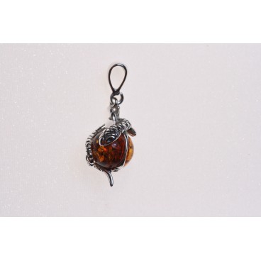 Pendentif ambre et argent Serpent Natha