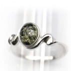 Bague ambre vert et argent Oé