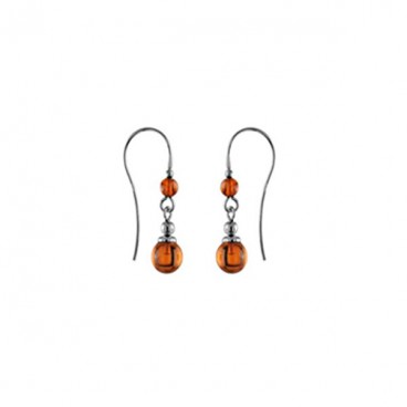 Boucles d'oreilles ambre et argent Solar