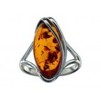 Bague ambre et argent Ondine