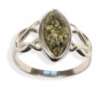 Bague ambre et argent Gwalenn vert