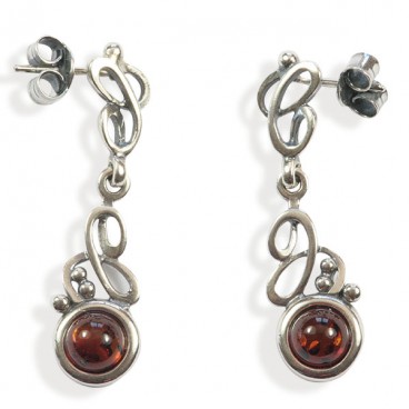 Boucles d'oreilles ambre et argent Célia