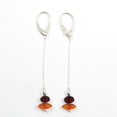 Boucles d'oreilles ambre et argent Camélia