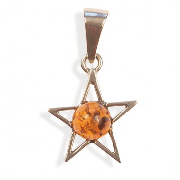 Pendentif ambre et argent Zeta