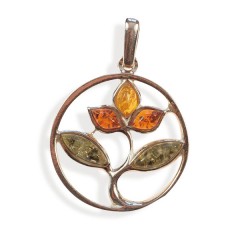 Pendentif ambre et argent Hoya