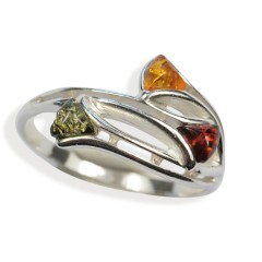 Bague ambre et argent Brynhild Multicolore