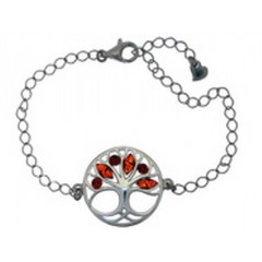 Bracelet ambre et argent Arbre