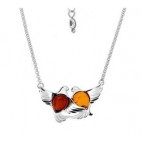 Collier ambre et argent Oiseaux