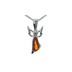 Pendentif ambre et argent Archange