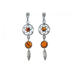 Boucles d'oreilles ambre et argent Wenda